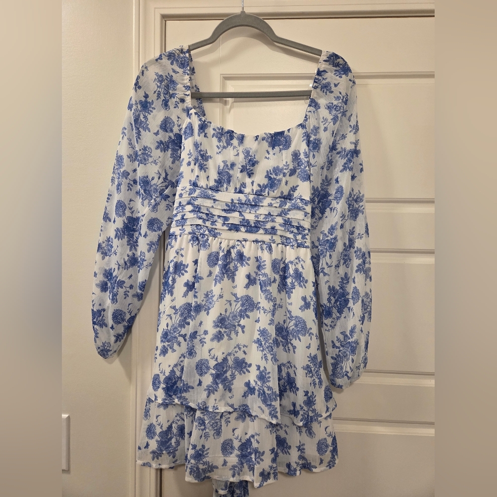 Trixxi Blue and White Floral Dress